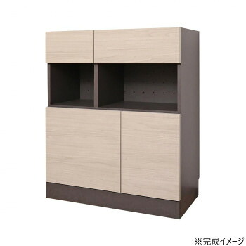 日本製組立家具 モダンデザイン リビング収納キャビネット グレージュ ワイド75cm幅 co-ze-9075th-gg|ライフ&ビューティ