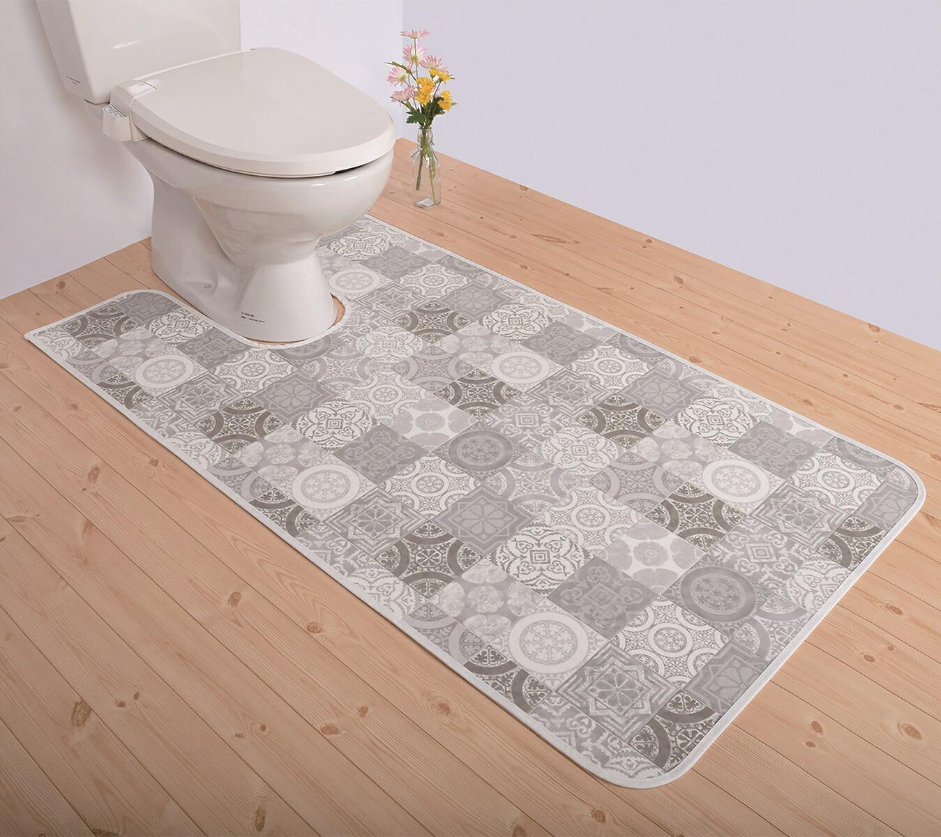 三愛繊維 80&times;145(耳長) トイレマット 拭けるマットシリーズ アンティグロ グレー｜ライフ＆ビューティ
