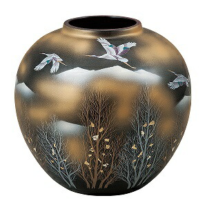 楽天市場】九谷焼 8号天目花瓶 金彩木立連山に鶴 110556 出産祝い