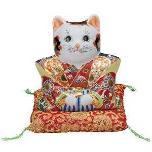 K5-1584 九谷焼 6号福助猫 盛 インテリア小物・置物-インテリア・寝具・収納