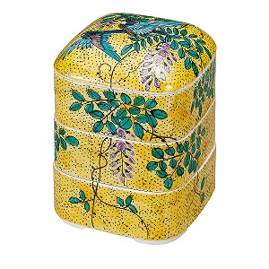 楽天市場】九谷焼 青郊窯三段重（重箱）花詰 黒SK-457 : 九谷陶芸 北山