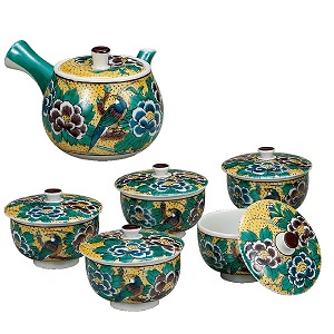 楽天市場】九谷焼 蓋付茶器 本金花鳥 茶器揃 5客セット 中古