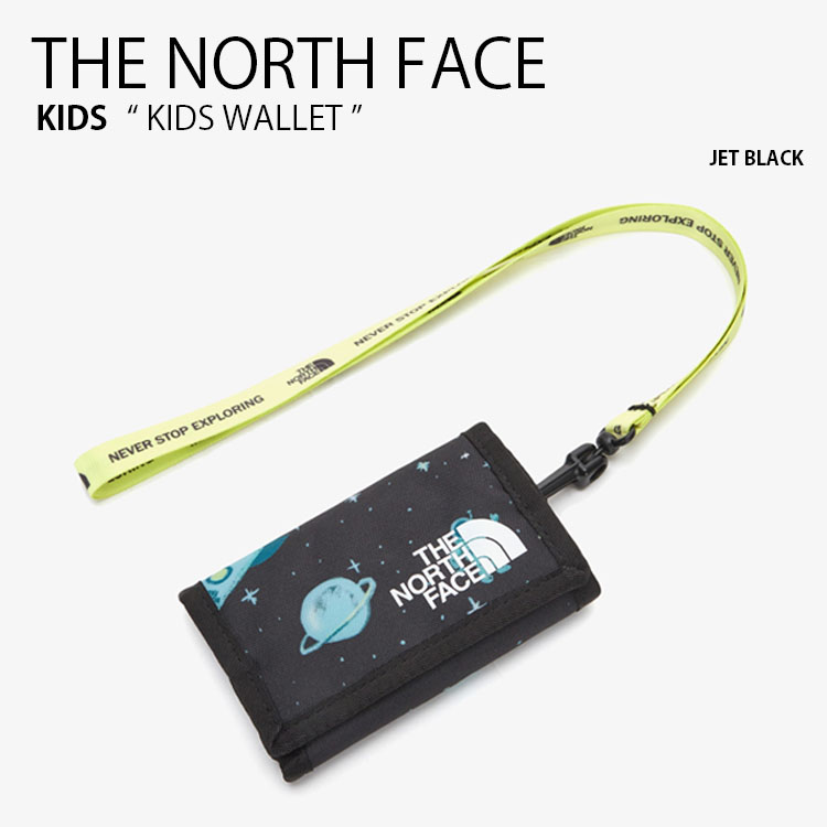 海外 The North Face ノースフェイス キッズ 財布 Kids Wallet ウォレット 折りたたみ コインケース ネックストラップ ベルクロ ロゴ ストリート エコ ブラック 子供用 男の子 女の子 Nn2pn05s 中古 未使用品 品質 Kanematsuusa Com