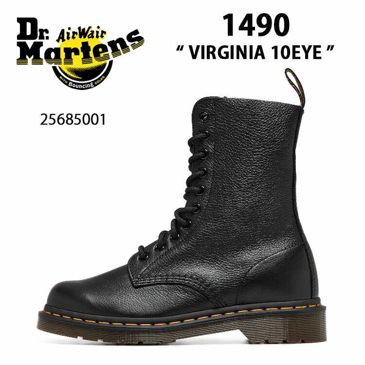 【楽天市場】Dr.Martens ドクターマーチン 10ホールブーツ レザーブーツ 1490 BLACK VIRGINIA 10H ...