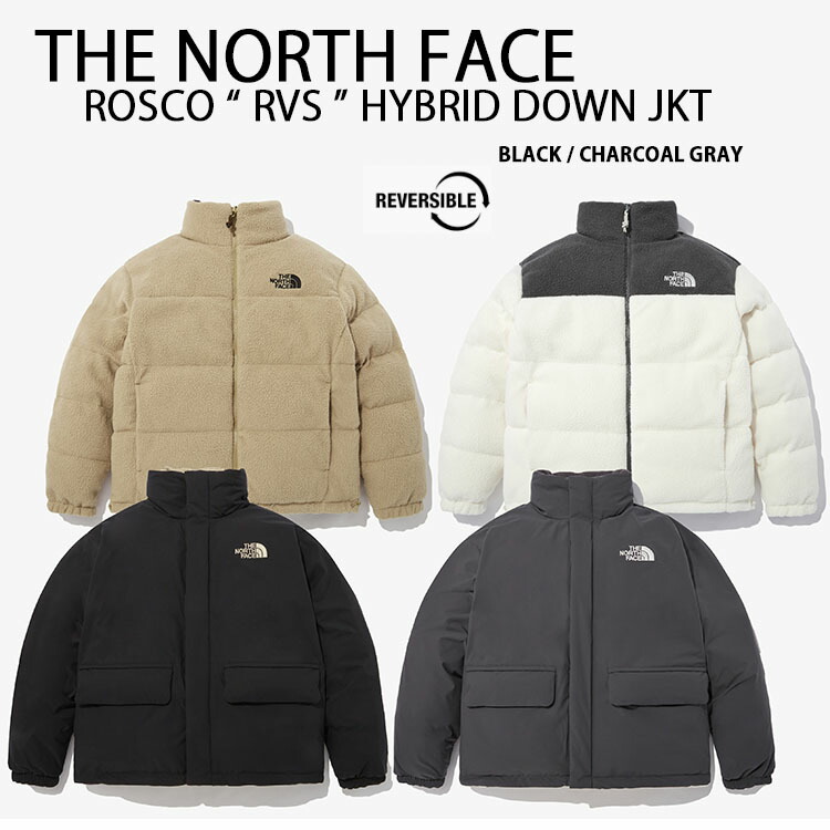 THE NORTH FACE ノースフェイス ダウンジャケット ROSCOE RVS HYBRID DOWN JACKET ダウン ジャケット  リバーシブル BLACK GRAY BEIGE WHITE 両面 モコモコ ショートダウン ブラック グレー ベージュ ホワイト メンズ レディース  NJ1DN60J L未使用品 贅沢屋の