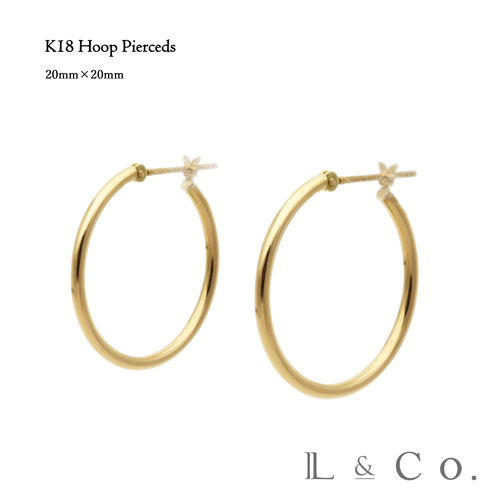 楽天市場】【倉庫発送】K18 フープピアス 20mm×20mm イエロー