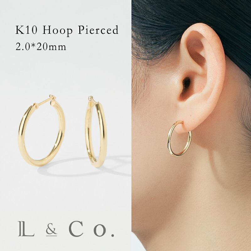 楽天市場】【倉庫発送】K18 フープピアス 20mm×20mm イエロー