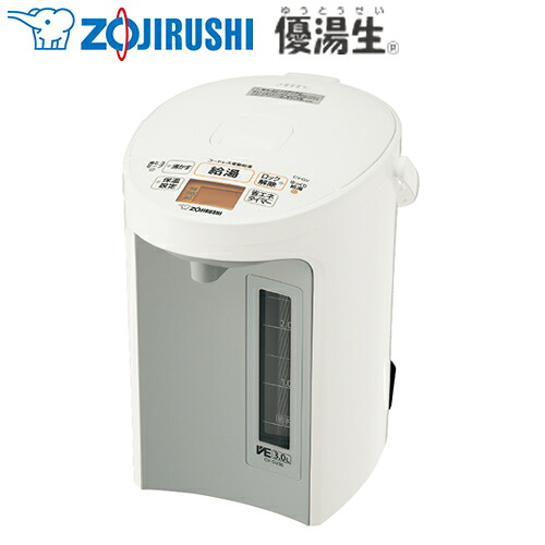 象印【ZOJIRUSHI】3.0L マイコン沸とう VE電気まほうびん 優湯生 電気ポット ホワイト CV-GV30-WA★【乾電池式「コードレス電動給湯」機能搭載】