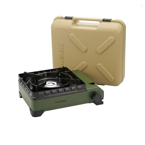 【カセットガス別売】CB-ODX-1-OL イワタニ カセットフー タフまる(オリーブ) 専用キャリングケース付 ダブル風防 多孔式バーナー 【日本製】
