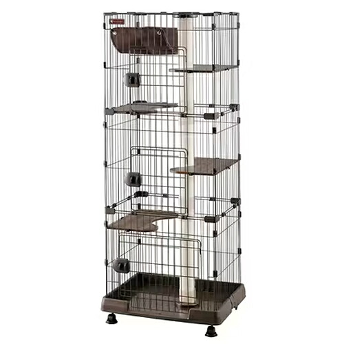 【ペット用品】I-4967576599979 アイリスオーヤマ キャットランドケージ スリム ダークブラウン PCLC-703 キャスター付き 【IRIS OHYAMA】