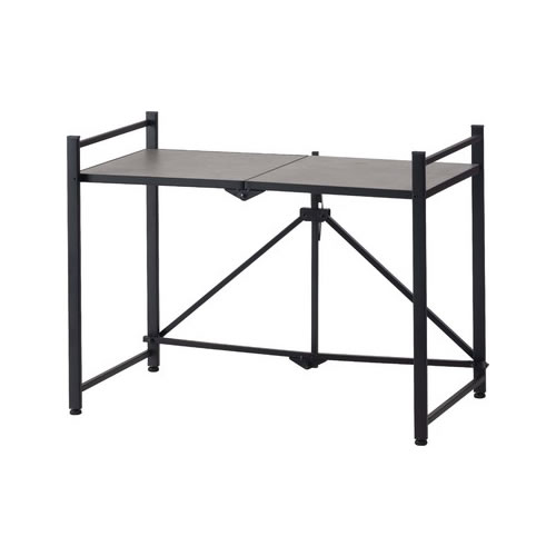 【インテリア収納家具】LFS-53BK 東谷 石目調フォールディングレンジラック ブラック 完成品 レンジ台 折りたたみ式【キッチン収納】