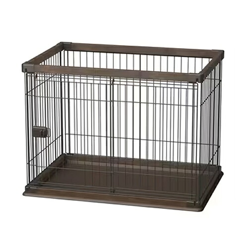 【ペット用品】I-4967576631341 アイリスオーヤマ ウッディサークル 幅97.5cm ウォールナット PWSR-960V 小型~中型犬サイズ 【犬用サークル 犬用ケージ】