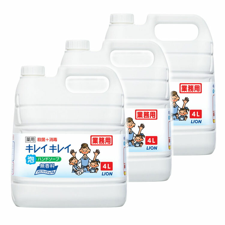 高い素材 人気商品ランキング 3個セット キレイキレイ 薬用 泡ハンドソープ プロ 4L 無香料 送料無料 ハンドソープ 業務用 手洗い ソープ 石鹸 せっけん キレイ 詰め替え 殺菌 きれいきれい ライオン catalejocorp.cl catalejocorp.cl