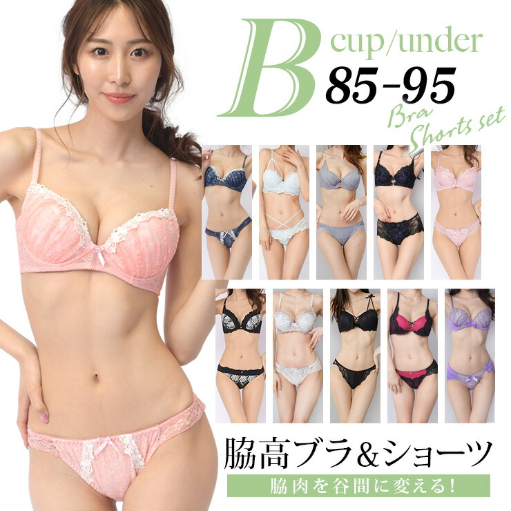 大きいサイズ レディース ブラジャー ショーツセット 下着 Bカップ B85 B90 B95 脇肉スッキリ ランジェリー 新色入荷 ネコポス不可 最新最全の