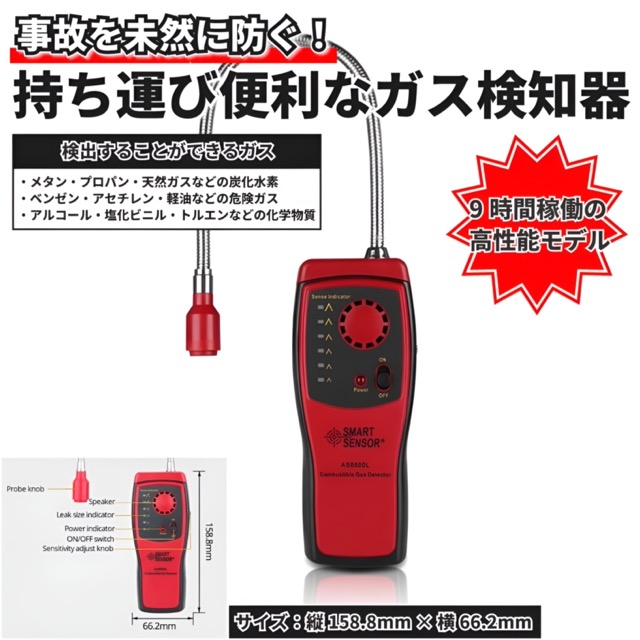 【本日最大20%Offクーポン＆P5倍】可燃ガス検知器 測定器 環境測定器 DIY工具 警告診断機 ガス漏れテスター 送料無料