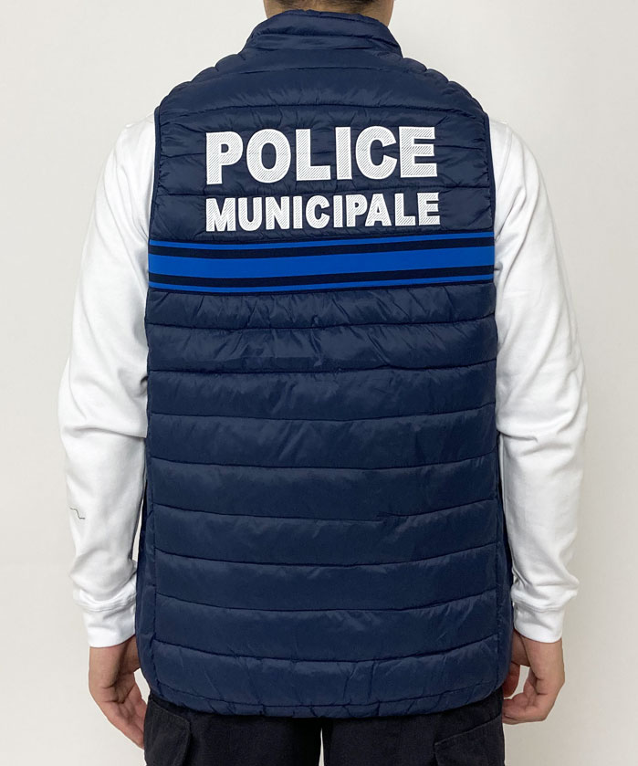 フランス、MUNICIPALE,ブルーストライプ、ダウンベスト(新品)F50BN