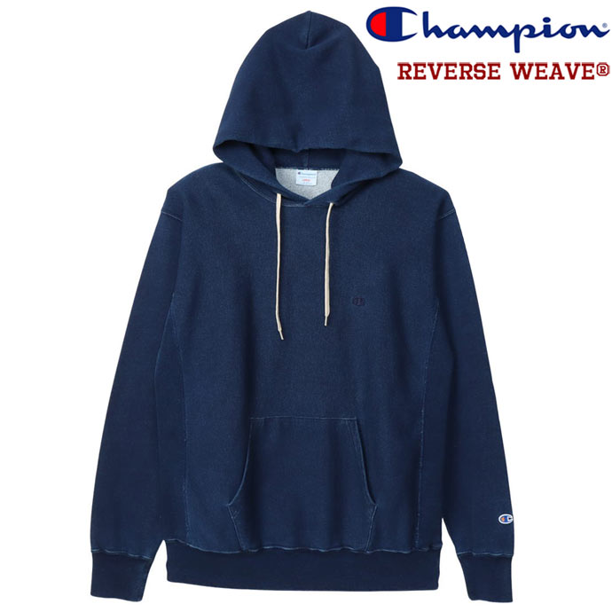はやりっ子 Champion パーカー インディゴ染め リバースウィーブ 10薬局衡オンス フーデッドスウェットシャツ C3-C110  貨物輸送無料