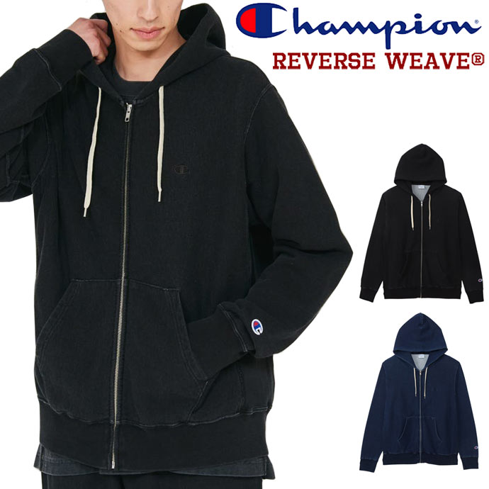 チャンピオン Champion パーカー オフブラック染め リバースウィーブ 10oz ジップアップパーカー C3-D102 オフブラック インディゴ 送料無料