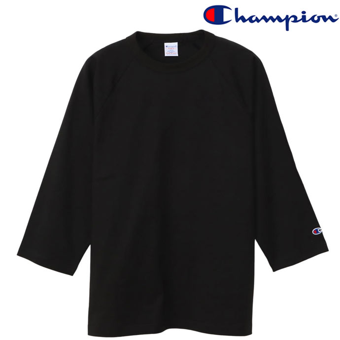 チャンピオン Champion T1011 ティーテンイレブン  ラグラン3/4スリーブ 7分袖Tシャツ C5-B401 MADE IN USA ブラック Black 送料無料