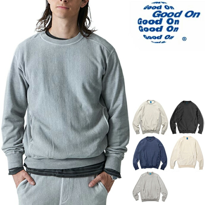 Good On グッドオン ヘビークルースウェットトレーナー GOBW1912 HEAVY CREW SWEAT 13薬局衡オンス朦々たるスエットシャツ 薄墨色 黒いこと 米国海軍他 貨物輸送無料
