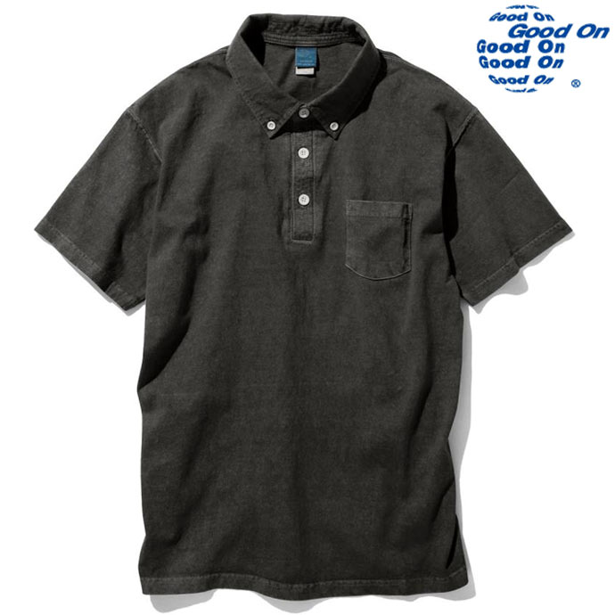 Good On グッドオン 5.5oz ショートスリーブ ボタンダウン ポロTシャツ GOST1103 メンズ ユニセックス P-ブラック P-BLACK 送料無料