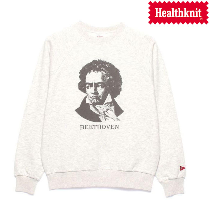 ヘルスニット Healthknit クラシックスウェット クルーネックトレーナー スエットシャツ ＃54018 ベートーベン プリント ユニセックス アッシュグレー 送料無料