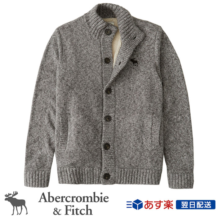 激安通販の カーディガン Sherpa カーディガン ジャケット アウター メンズ Abercrombie Fitch アバクロ 正規 fw新作 アバクロンビー フィッチ Mock Grey グレー Sweater Cardigan Neck Dgb Gov Bf