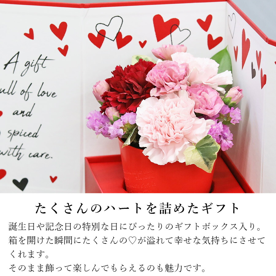 ハートあふれる贈り物 誕生日ギフト メルシー ハート 可愛い ボックスフラワー アレンジメント 誕生日ギフト 女性 誕生日 ギフト 結婚記念日 おしゃれ 花 生花 プレゼント 女性 フラワー アレンジメント そのまま飾れる Crunchusers Com