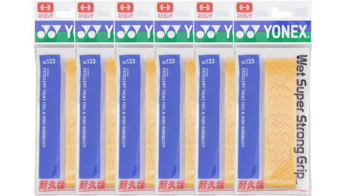 【送料無料】【まとめ買いがお得！】【同色ブライトオレンジ6本セット以上で】YONEX（ヨネックス）ウエットスーパーストロンググリップ １本入り　ブライトオレンジ　AC133-160-SET【定番】