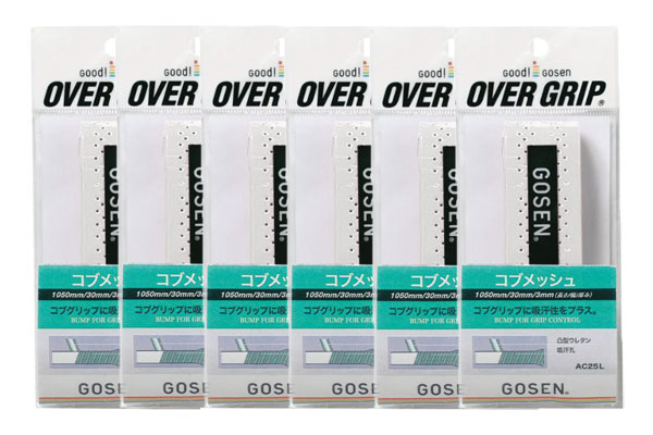 GOSEN(ゴーセン)コブメッシュGロングテニス オーバークリップホワイトAC25LW-6SET