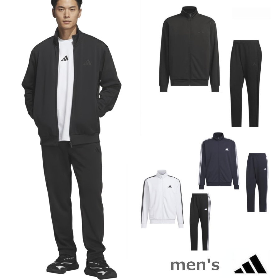 【送料無料】【11000円】adidas (アディダス) スリーストライプス トラックトップ＋ 61 MMH3S テーパードトラックパンツ 上下セット　DH100-CA605　ダブルニット スポーツ トレーニング ランニング セットアップ DH100-KR6429-CA605-KR6480【26☆】
