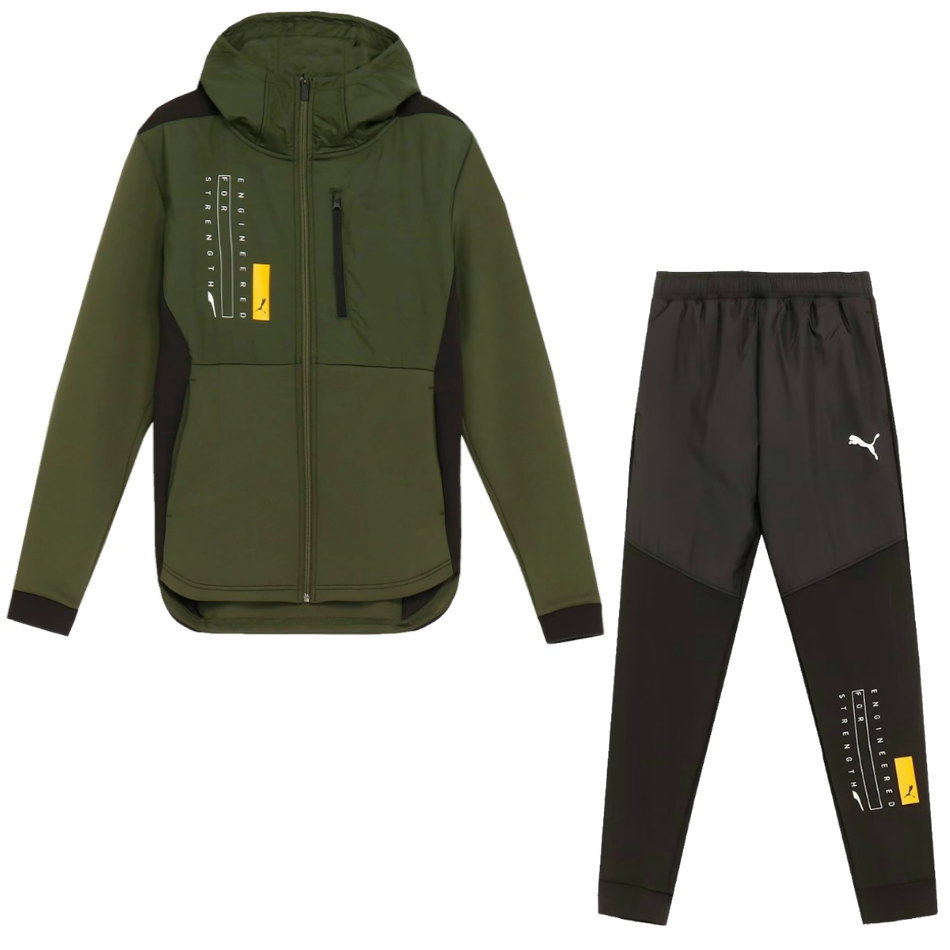 【貨物輸送無料】【S大きさのみ】puma（ピューマ）メンズ 形づくる 上下仕掛ける STRENGTH TRAIN 編み物 上衣＋ 編み物 ズボン下上衣 ズボン下 上下仕掛ける dryCELL  吸水速乾 肌ざわりの好いたらしい原料品Myrtle + Black 524285-31-524286-01-S【23★】【定番】