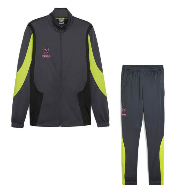【送料無料】【16000円均一】 puma（プーマ） メンズ上下セット KING PRO ジャケット パンツ 上下セット トレーニング ジップトップ パンツ 大人用 サッカー トレーニングウェア　ストロング グレー|エレクトリックライム 658891-658889-05 【24☆】