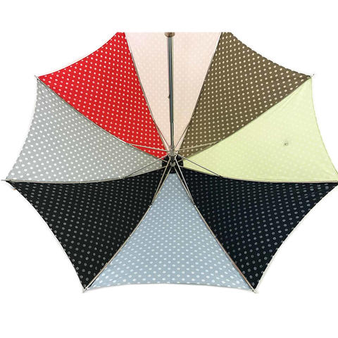 【8500円均一】【よりどり3個で送料無料】レディース・ウィメンズ晴雨兼用綿プリント水玉コンビUVケアパラソル47cm手開き傘マルチ水玉28-6864-MULTI【18★】【婦人傘】【晴雨兼用傘】