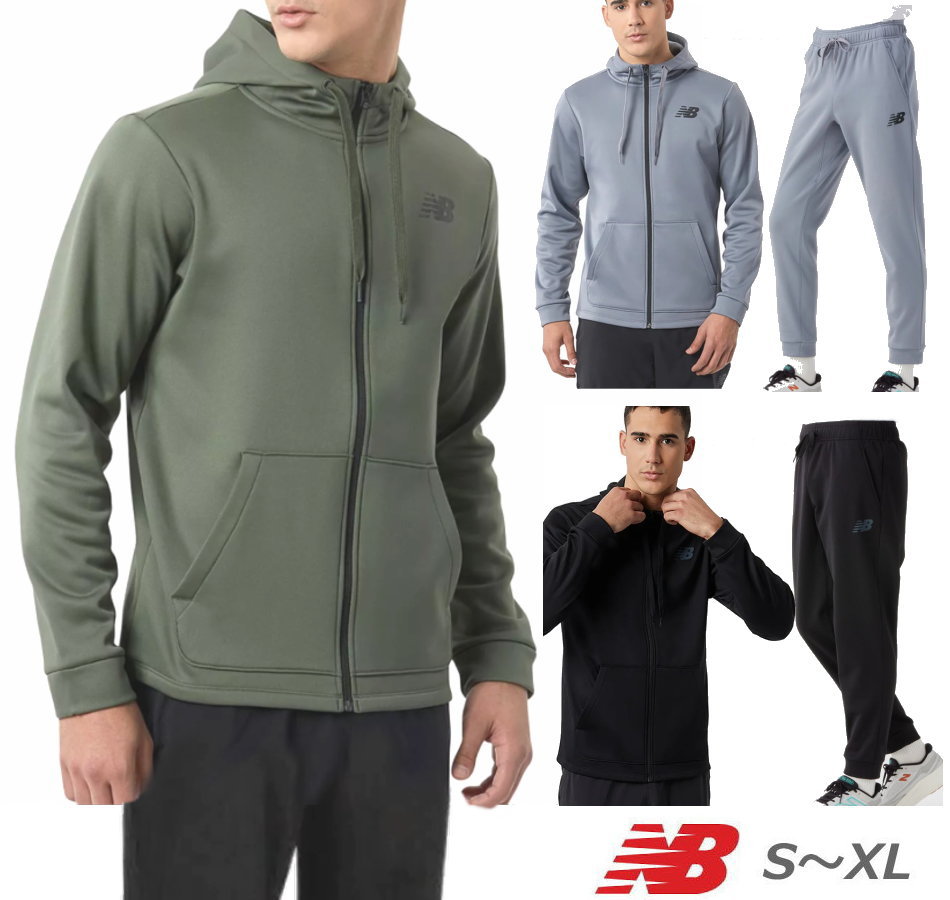【貨物輸送無料】【10000円首尾一貫した】【廃番】【上下セットアップ】new balance(ニュー平衡にする)メンズフリースフルジップフーディジャケット ＋ズボン下上下書き割り Tenacity 上衣 ＋ ズボン下裏起毛 上下書き割り 貨物自動車背広 裏起毛 MJ23020-AMP23022【24★】