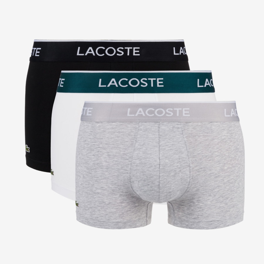 【送料無料】【7000円均一】【3枚組】【廃番】 LACOSTE(ラコステ)ショート ボクサーパンツ 3枚セット メンズ 下着 メンズ ボクサー ショーツ コットン ストレッチ スポーツ インナーにも ブラック ホワイト シルバー 5H3389-NUA【22★】