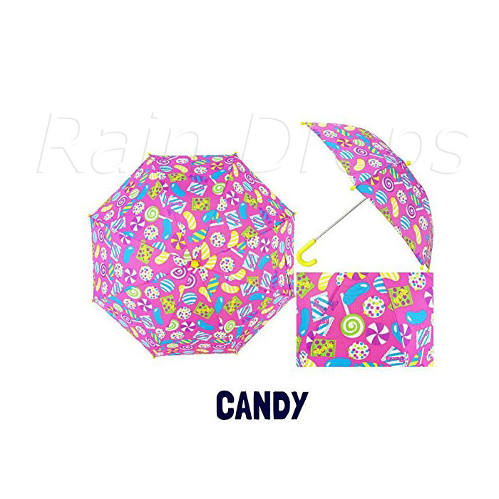 【送料無料】【2000円均一】キッズ・ジュニア ポップ アンブレラ 45cm　安全 手開き傘 CANDY CL-48-C (16★)　【子供傘】【キャラクター】画像