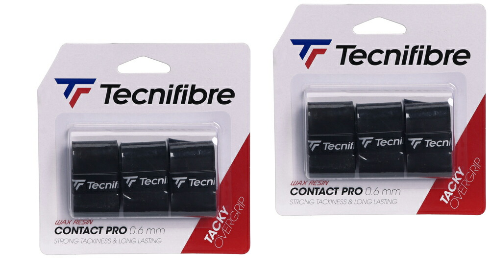 【送料無料】【まとめ買いがお得！】Tecnifibre(テクニファイバー) CONTACT PRO 3P ASS コンタクト プロ 3P ブラック　ウェットタイプ グリップテープ 52ATPCONBK-SET 【定番】