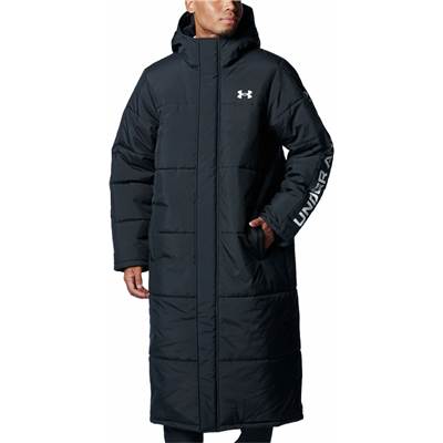 【貨物輸送無料】UNDER ARMOUR(アンダーアーマー) UAロング厚地の外套 メンズベンチコート  中綿厚地の外套 ロング落ち込む風厚地の外套 メンズ 黒いこと 1388242-001【定番】