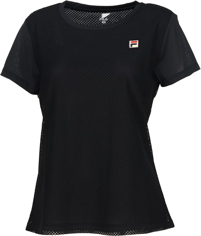 【送料無料】【7000円均一 Sサイズのみ】【廃番メル】FILA（フィラ）ゲームシャツ 吸水速乾 UVカット加工 ストレッチ レディース ウィメンズ 　ブラック　EL0058-08Z-S