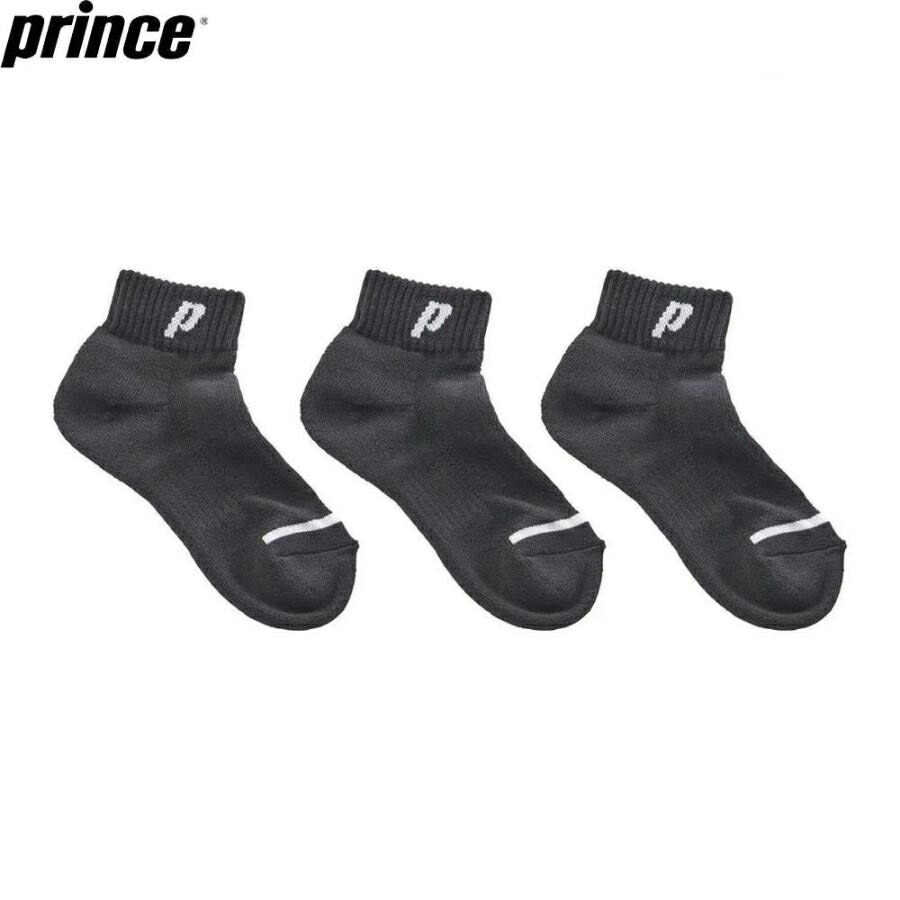 【送料無料】【まとめ買いがお得！】prince(プリンス) レディース　ショート3Pソックス ブラック 23～25cm PS309S 【23★】【定番】