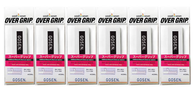 【送料無料】【まとめ買いがお得！】【6本セット単位で】 GOSEN(ゴーセン)テニス グリップテープ ウェットタイプ スーパーグリップ ロング 6本セット ホワイト AC26LW-SET【定番】