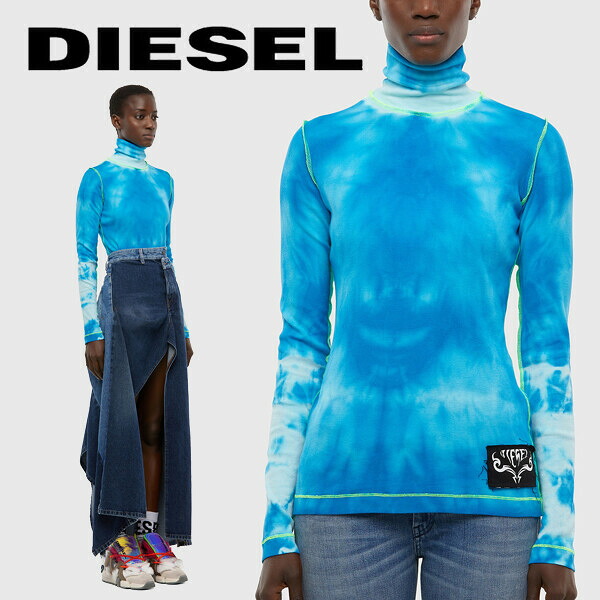 【送料無料】【10000円均一 Lサイズのみ】【廃番メル】DIESEL(ディーゼル) レディース ウィメンズ 長袖 タートル インナー ティーシャツ インナー ロゴ ティーシャツ Tシャツ ティー ブランドティーシャツ ロゴ　ブルー　T-LAPIS-L【定番】
