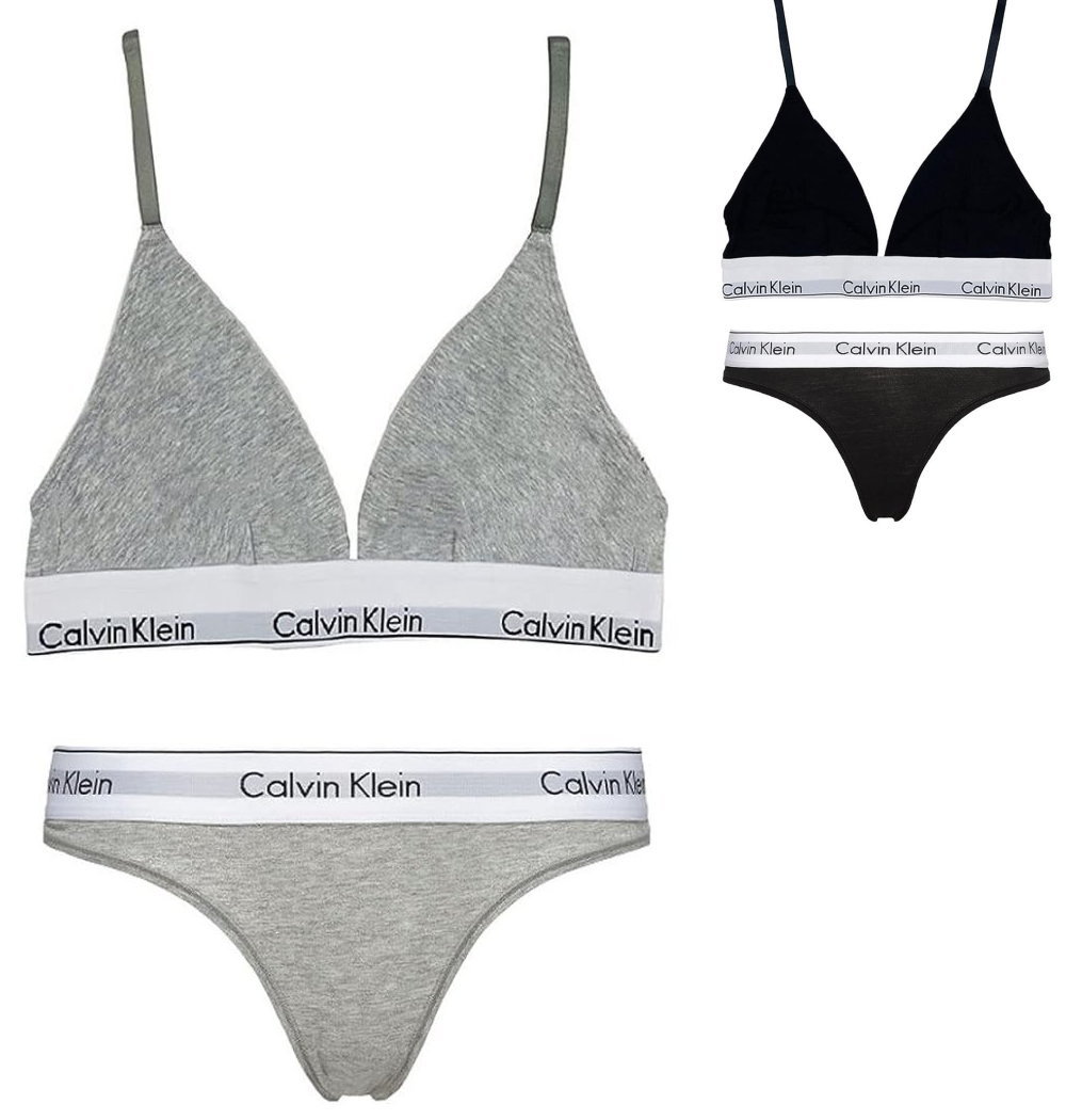 【送料無料】【10000円均一】 Calvin Klein(カルバンクライン) レディース ck レディース ブラレット ショーツ セット スポーツ ジム 筋トレ 運動 無地 ブラジャー ショーツ セットアップ ティーバック タンガ　女性用 下着 [並行輸入品] QF1061-F3786【定番】