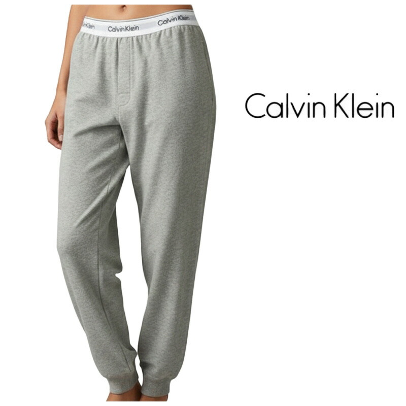 【貨物輸送無料】【11000円首尾一貫した  L大きさのみ】Calvin Klein(カルバンクライン) レディース ウィメンズ 待ち合い室御召しもの フルレングスパンツ ロングズボン下  伸ばすこと ルームウエアー 伸び伸びする 薄めの裏毛出どころ  薄墨色 QS6872E-P7A-L【25★】