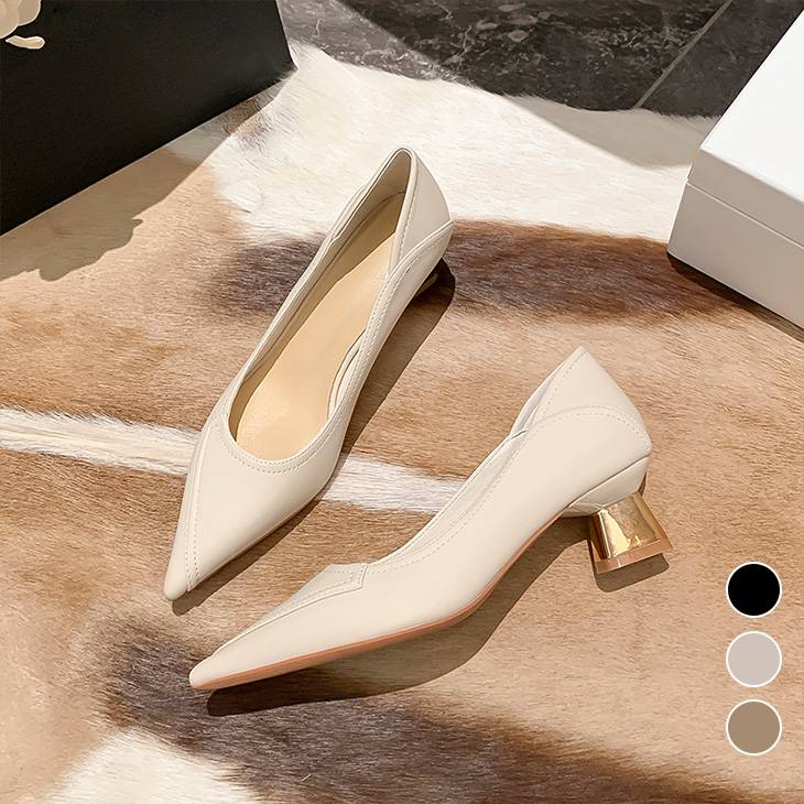 パンプス 痛くない 靴 ヒール チャンキーヒール ポインテッドトゥ シンプル オフィス パーティ きれいめ カジュアル 可愛い お洒落 秋冬 大人 レディース 韓国ファッション 予約販売 最安値に挑戦