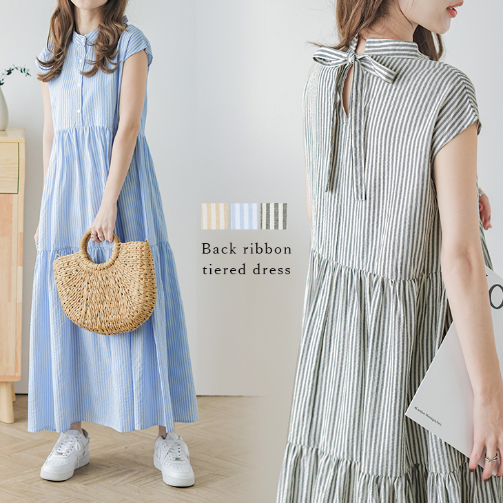 新品・８５％オフ！最終価格！ダブスタ　Ｓｏｖ．バックリボンワンピース　ＢＫ✕ＢＥ 新品・85％オフ！最終価格！ダブスタ Sov．バックリボン