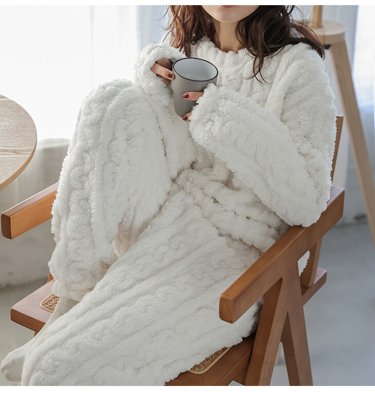 半額クーポン対象】ルームウェア パジャマ モールニット ふわもこ