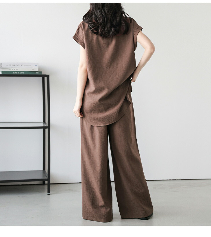 60％OFFクーポン対象】接触冷感 リネン風 セットアップ