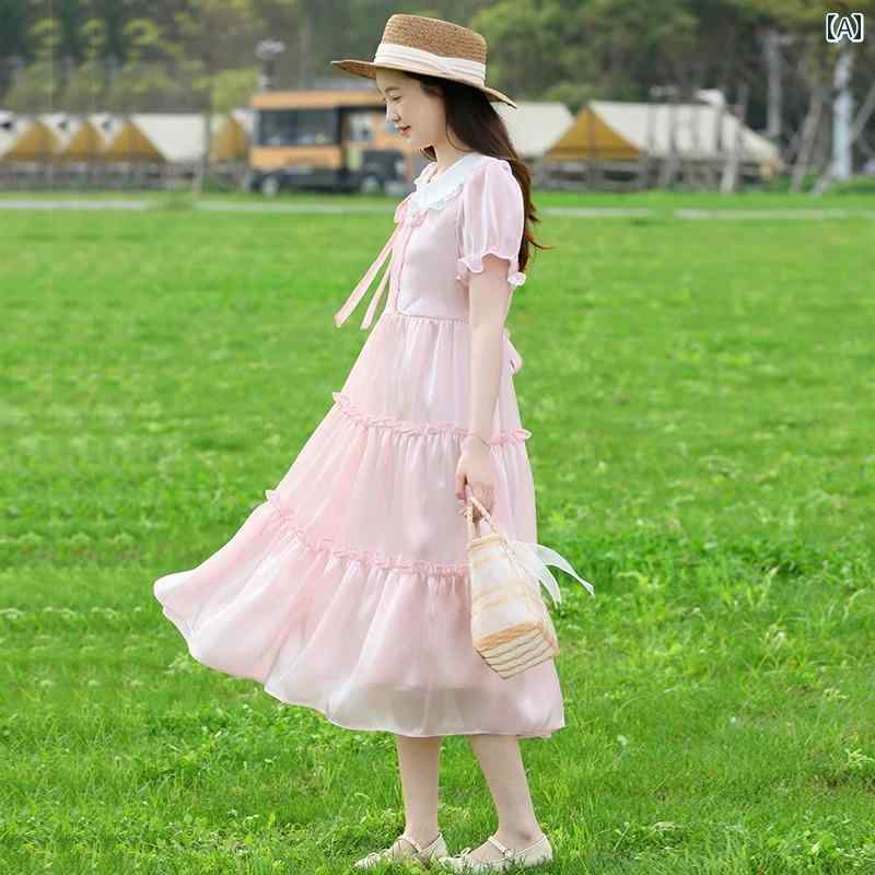 衣装 女子らしい レディース ガールズ 御召しもの 夏 御姫様 今めかしい 好いたらしいめ 可愛らしい 心地好い 流行り物 シュロの葉 パステル色の